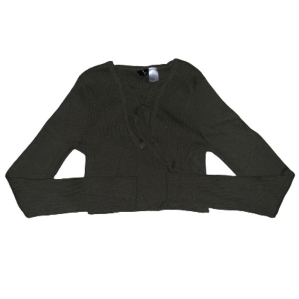 GREEN V NECK LONG SLEEVE